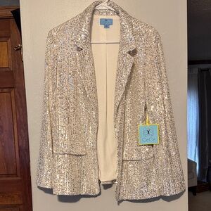 CeCe Women's Sparkling Blazer - Silver
